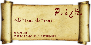 Páles Áron névjegykártya